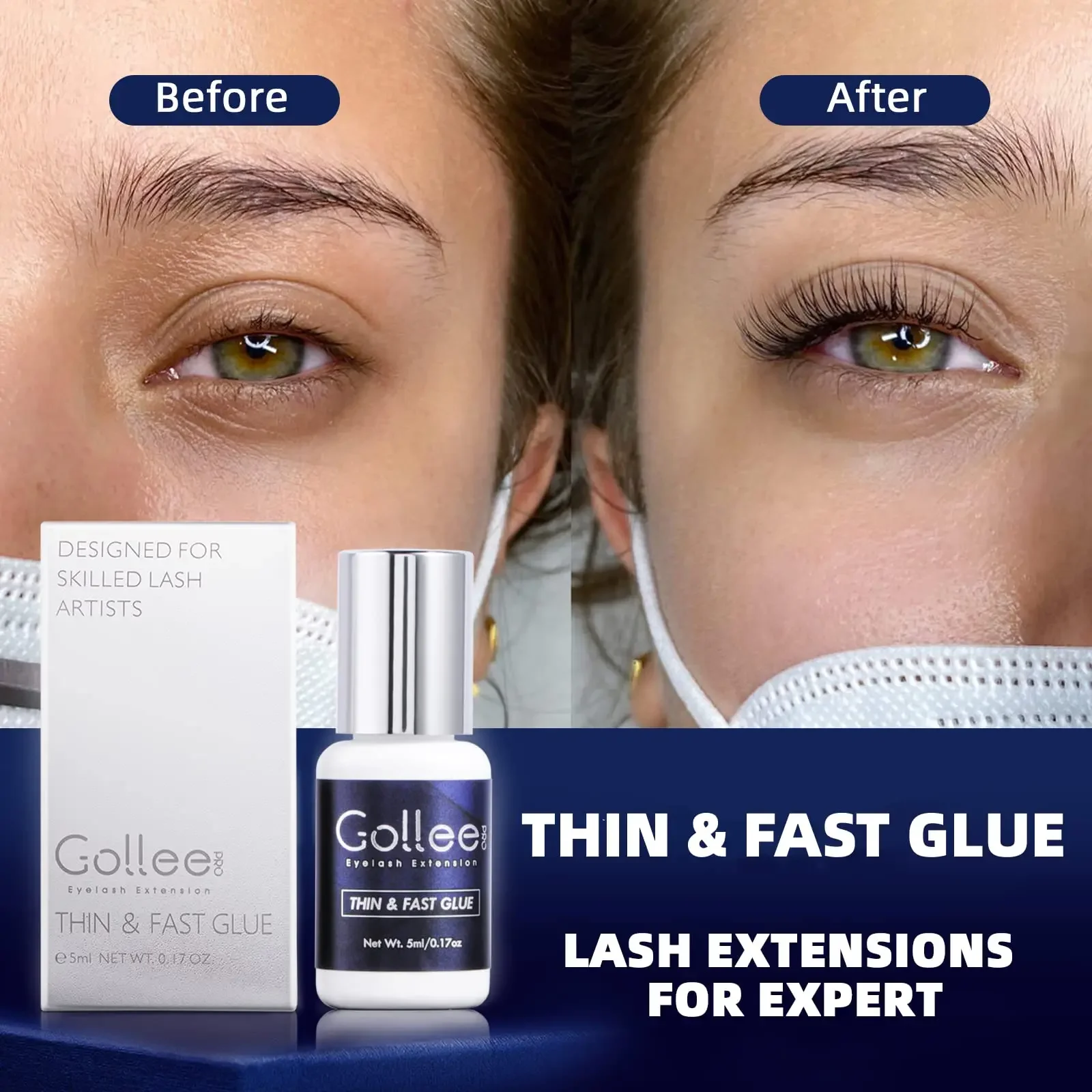 Gollee for Sensitive Eyes 5ml  - огляд і ціна Eyelash Extension Glue For Sensitive Eyes